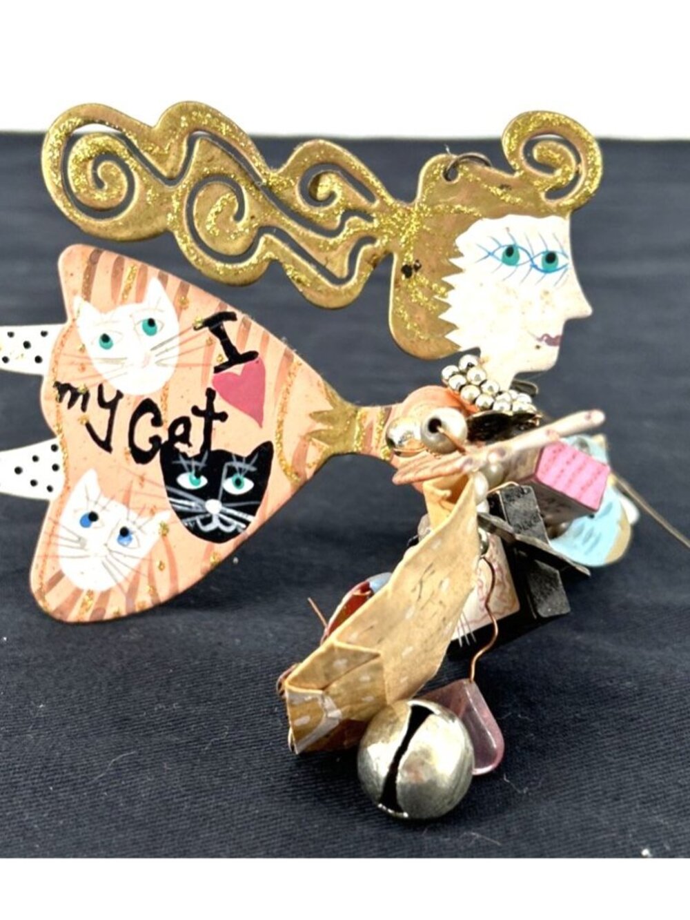 Karen Rossi Fanciful Flights I Love Cats Ornament Mobile Silvestri Metal 4"